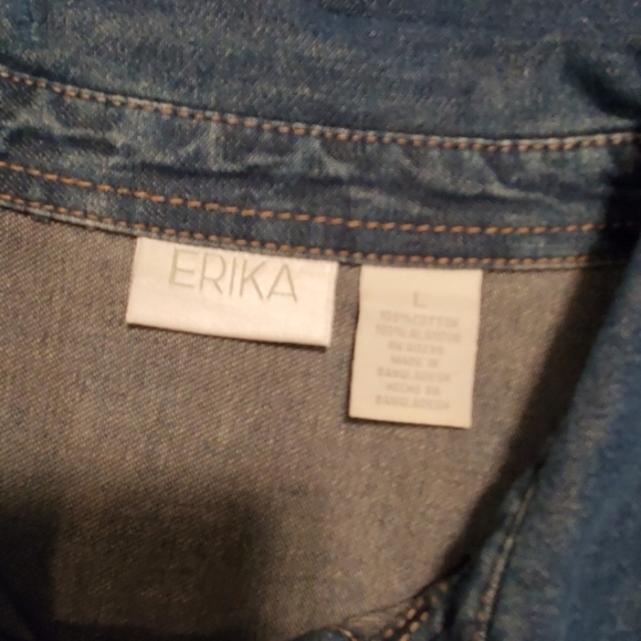 Erika Classic Denim Jacket Size Large, Casual lightweight - Picture 8 of 9